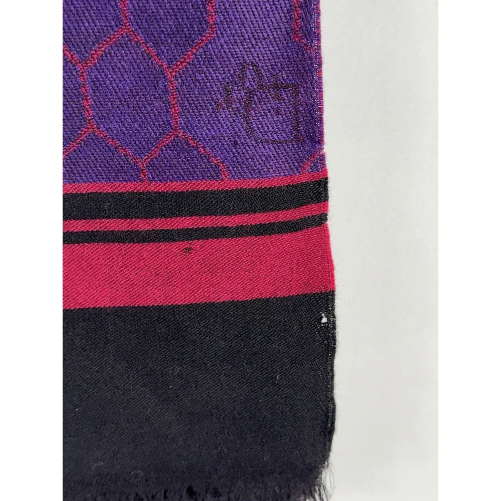 Christian Dior Monsieur Men's One Size Black Burgundy 100% Wool Vintage Scarf